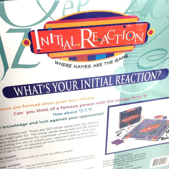 Initial Reaction Where The Names Are The Game Adult Board Game - Picture 4 of 10
